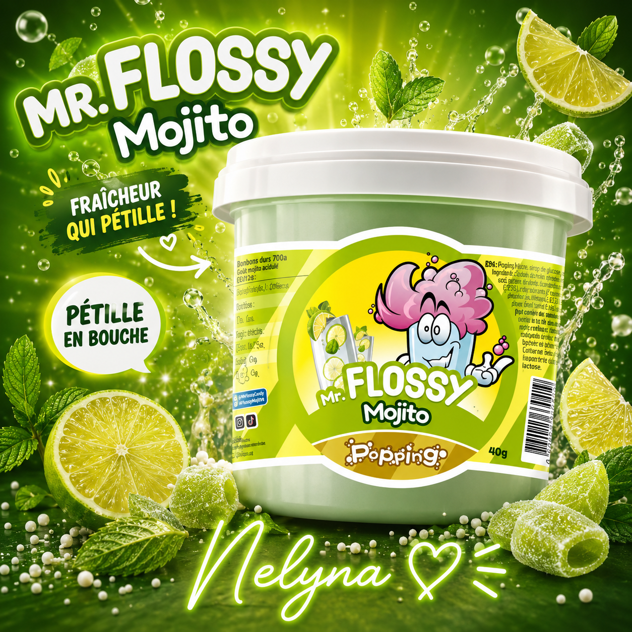 Mr Flossy barbe a papa Mojito pétillante