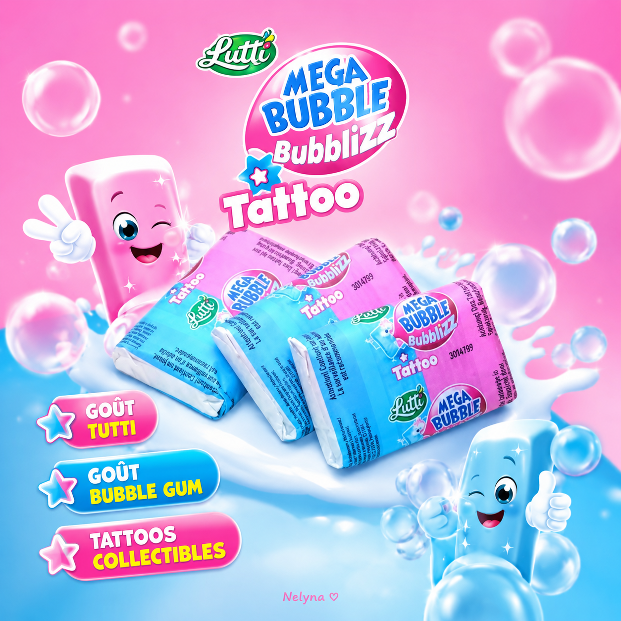 🩷💙 Mega Bubble Bubblizz Tattoo – Lutti 💙🩷