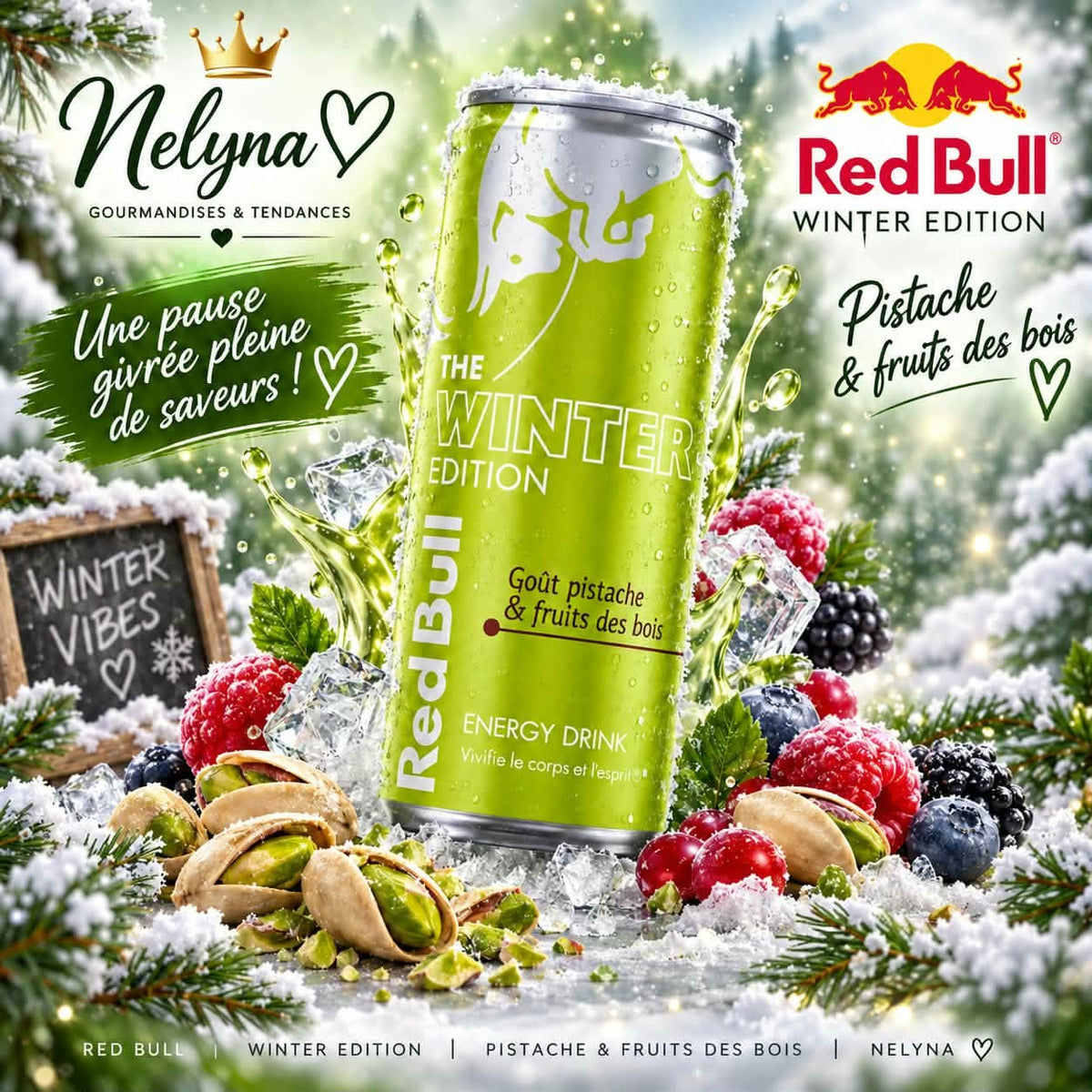🍃❄️ Red Bull Winter Edition – Pistache & Fruits des Bois (pré commande)