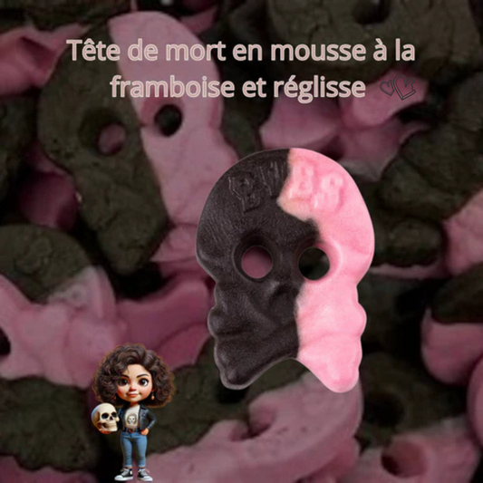 Crânes en mousse Bubs Godis Framboise et réglisse