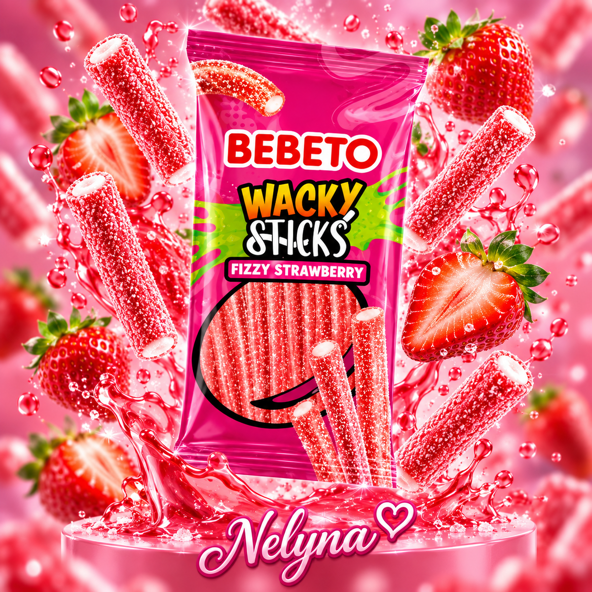 Bebeto Wacky Sticks Strawberry