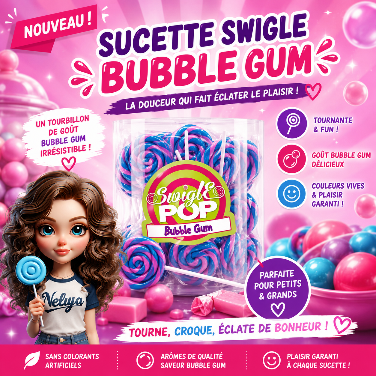 Sucette swigle pop bubble gum